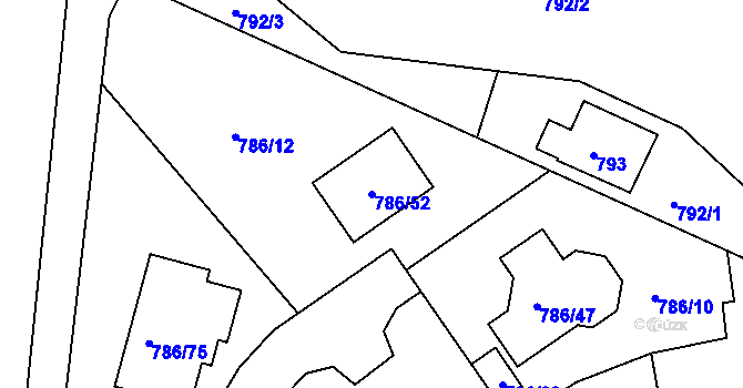 Parcela st. 786/52 v KÚ Jehnice, Katastrální mapa