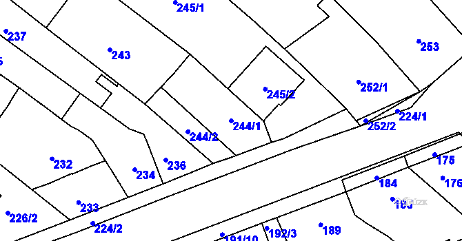 Parcela st. 244/1 v KÚ Jehnice, Katastrální mapa