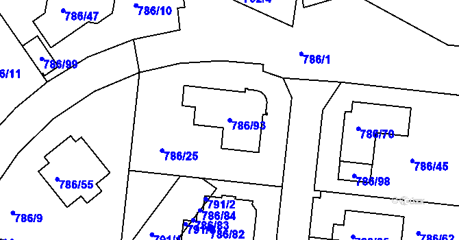 Parcela st. 786/93 v KÚ Jehnice, Katastrální mapa