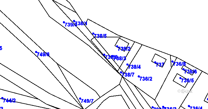 Parcela st. 738/8 v KÚ Jehnice, Katastrální mapa