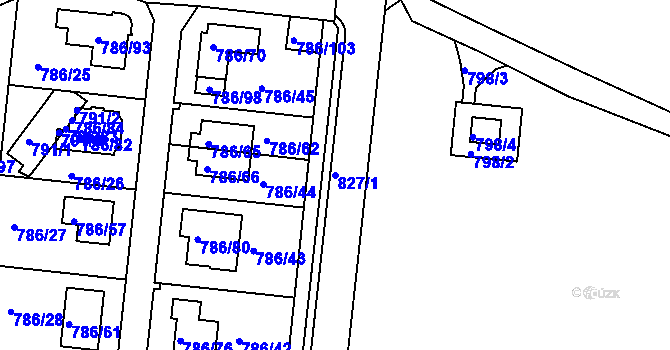 Parcela st. 827/1 v KÚ Jehnice, Katastrální mapa