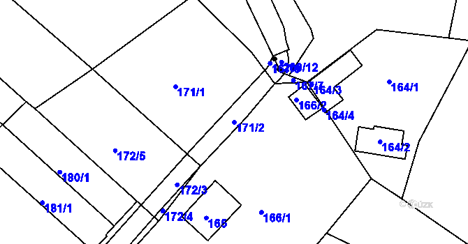 Parcela st. 171/2 v KÚ Jehnice, Katastrální mapa