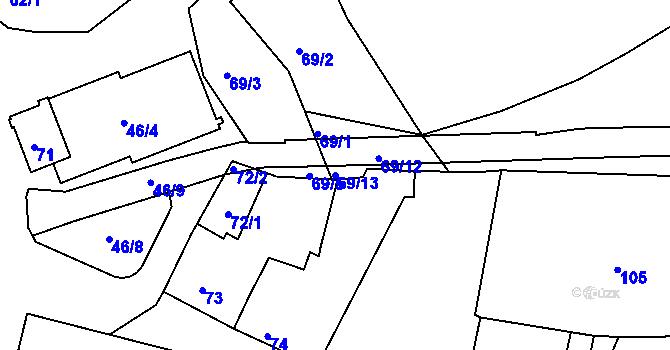 Parcela st. 69/13 v KÚ Jehnice, Katastrální mapa