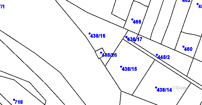 Parcela st. 438/26 v KÚ Jehnice, Katastrální mapa