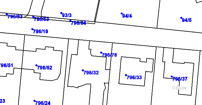Parcela st. 796/78 v KÚ Jehnice, Katastrální mapa