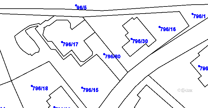 Parcela st. 796/80 v KÚ Jehnice, Katastrální mapa