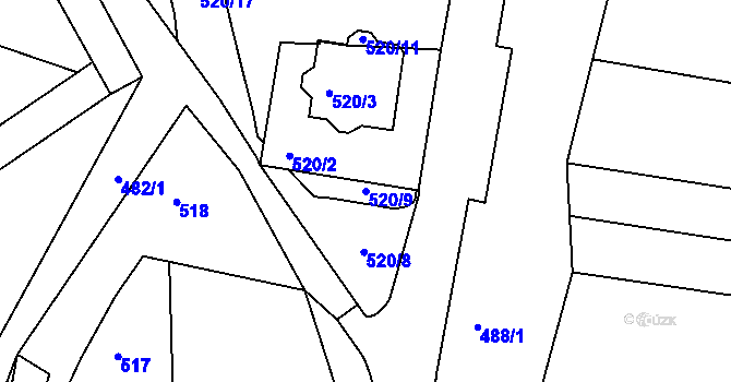 Parcela st. 520/9 v KÚ Jehnice, Katastrální mapa