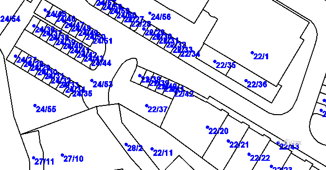 Parcela st. 22/41 v KÚ Jehnice, Katastrální mapa