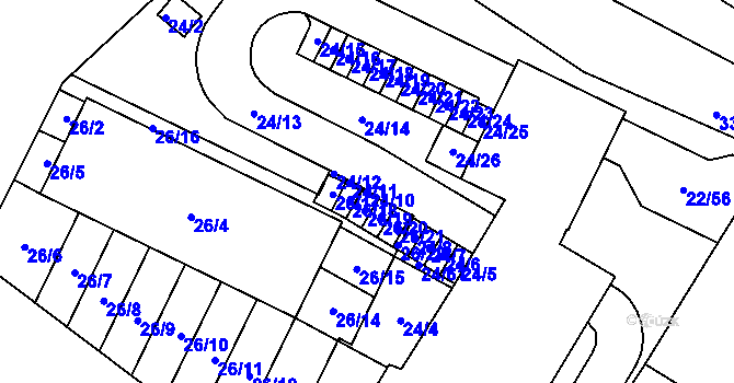 Parcela st. 24/10 v KÚ Jehnice, Katastrální mapa