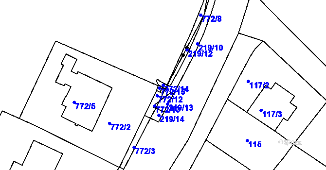 Parcela st. 772/14 v KÚ Jehnice, Katastrální mapa
