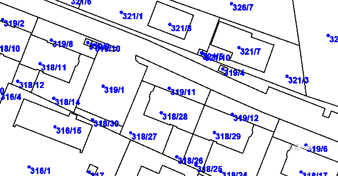 Parcela st. 319/11 v KÚ Jehnice, Katastrální mapa