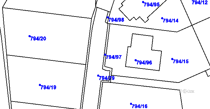 Parcela st. 794/97 v KÚ Jehnice, Katastrální mapa