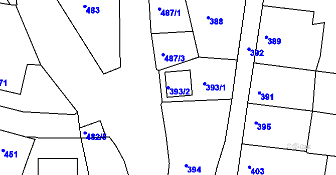Parcela st. 393/2 v KÚ Jehnice, Katastrální mapa