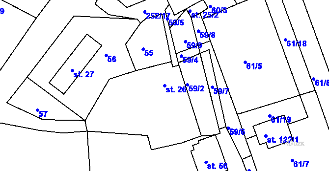 Parcela st. 26 v KÚ Jelence, Katastrální mapa
