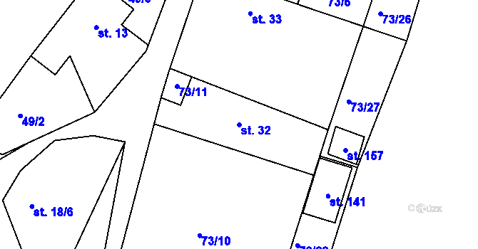 Parcela st. 32 v KÚ Jelence, Katastrální mapa