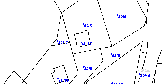 Parcela st. 77 v KÚ Jelence, Katastrální mapa