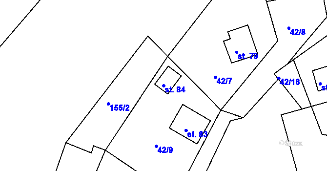 Parcela st. 84 v KÚ Jelence, Katastrální mapa