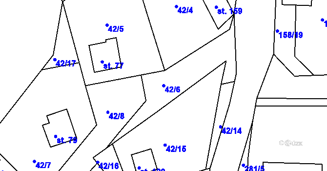Parcela st. 42/6 v KÚ Jelence, Katastrální mapa