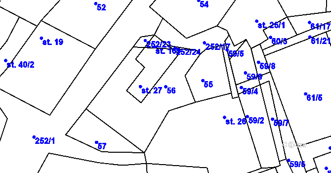 Parcela st. 56 v KÚ Jelence, Katastrální mapa