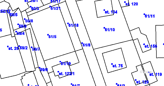 Parcela st. 61/8 v KÚ Jelence, Katastrální mapa