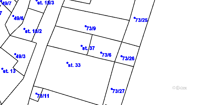 Parcela st. 73/6 v KÚ Jelence, Katastrální mapa