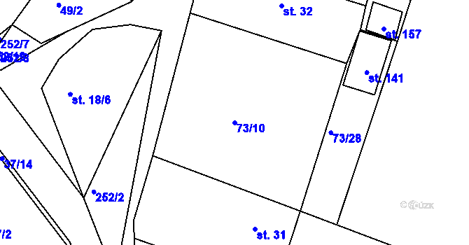 Parcela st. 73/10 v KÚ Jelence, Katastrální mapa