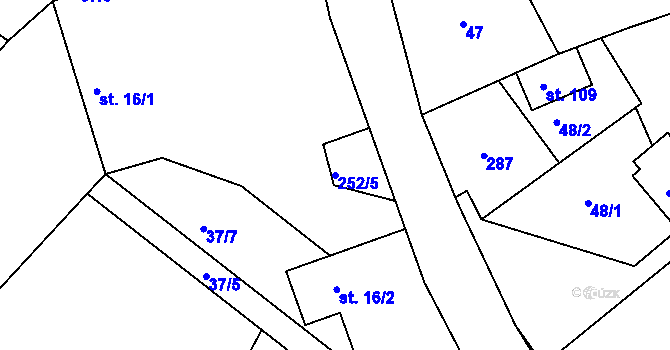 Parcela st. 252/5 v KÚ Jelence, Katastrální mapa