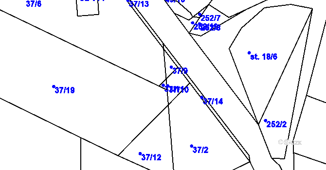 Parcela st. 37/11 v KÚ Jelence, Katastrální mapa
