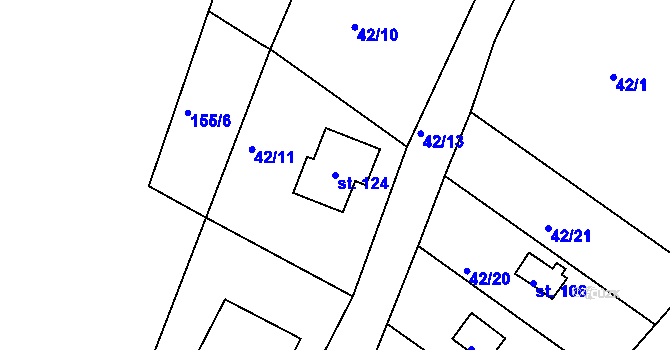 Parcela st. 124 v KÚ Jelence, Katastrální mapa