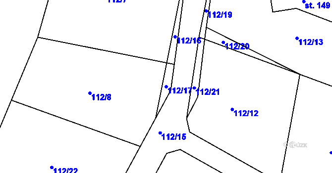 Parcela st. 112/17 v KÚ Jelence, Katastrální mapa