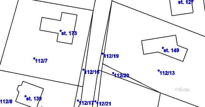 Parcela st. 112/19 v KÚ Jelence, Katastrální mapa