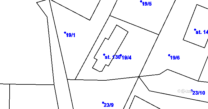 Parcela st. 130 v KÚ Jelence, Katastrální mapa
