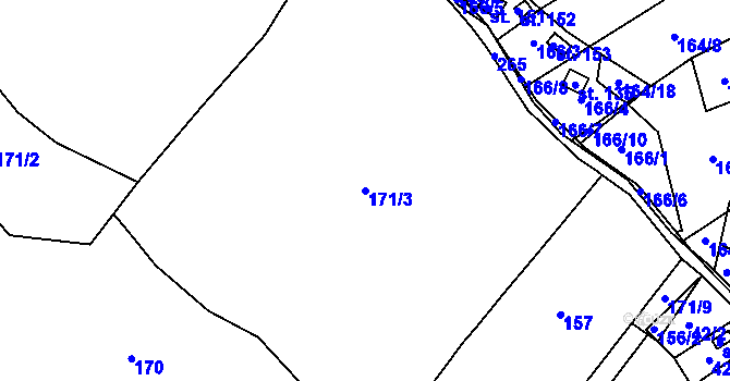 Parcela st. 171/3 v KÚ Jelence, Katastrální mapa
