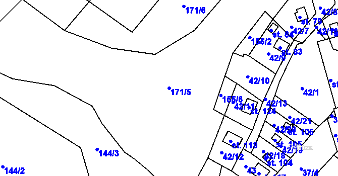 Parcela st. 171/5 v KÚ Jelence, Katastrální mapa