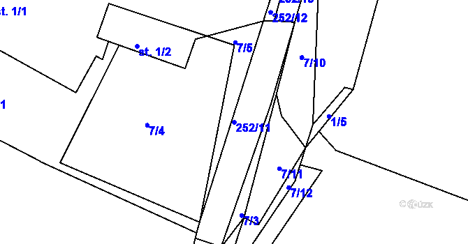 Parcela st. 252/11 v KÚ Jelence, Katastrální mapa