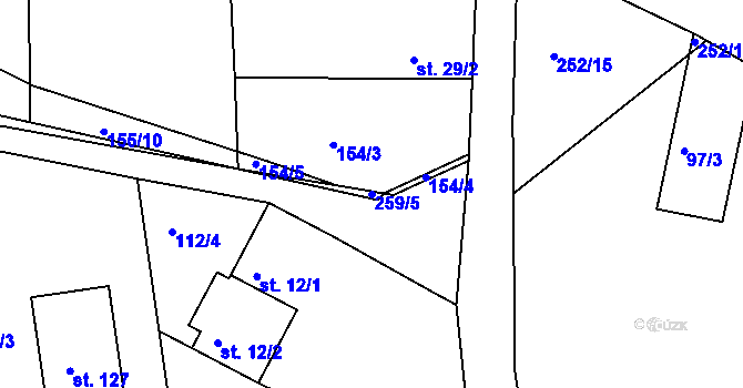 Parcela st. 259/5 v KÚ Jelence, Katastrální mapa