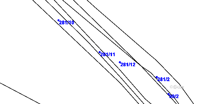 Parcela st. 281/11 v KÚ Jelence, Katastrální mapa