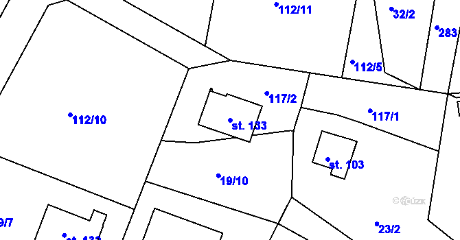 Parcela st. 133 v KÚ Jelence, Katastrální mapa