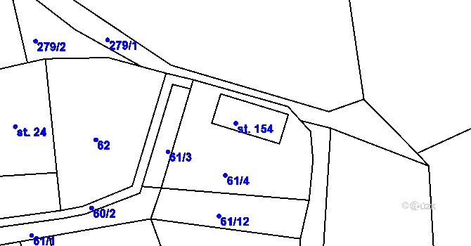 Parcela st. 154 v KÚ Jelence, Katastrální mapa