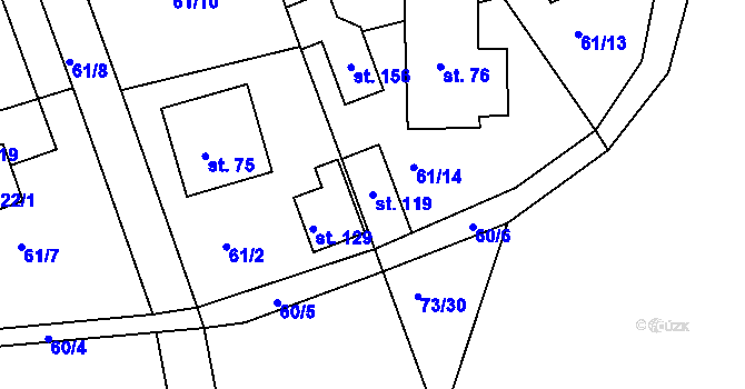 Parcela st. 119 v KÚ Jelence, Katastrální mapa