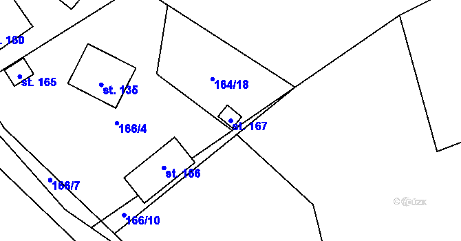 Parcela st. 167 v KÚ Jelence, Katastrální mapa