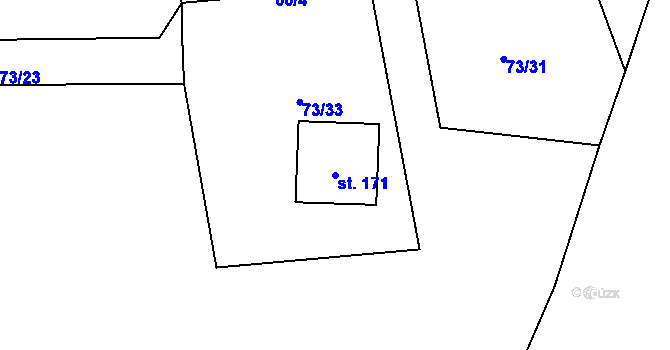 Parcela st. 171 v KÚ Jelence, Katastrální mapa