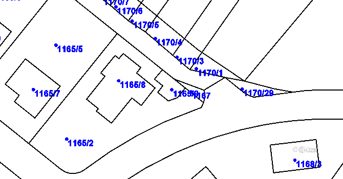 Parcela st. 1165/9 v KÚ Jemnice, Katastrální mapa