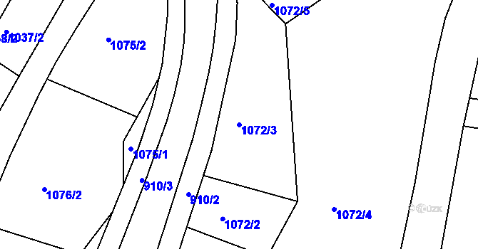 Parcela st. 1072/3 v KÚ Jemnice, Katastrální mapa