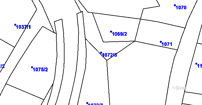 Parcela st. 1072/5 v KÚ Jemnice, Katastrální mapa