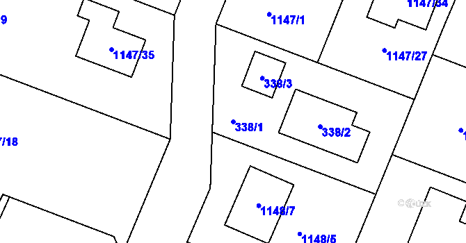 Parcela st. 338/1 v KÚ Jemnice, Katastrální mapa