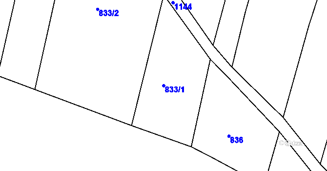 Parcela st. 833/1 v KÚ Jemnice, Katastrální mapa