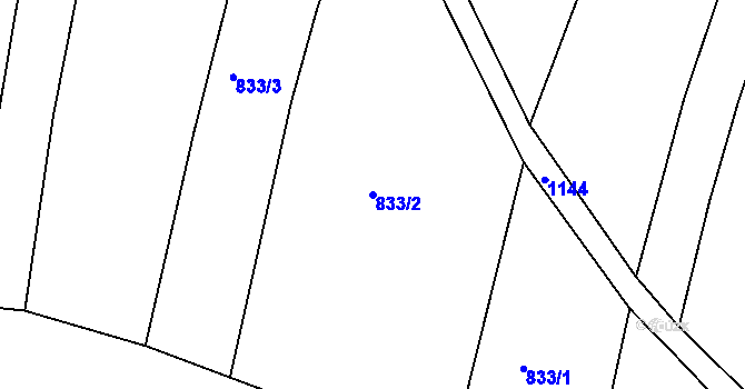 Parcela st. 833/2 v KÚ Jemnice, Katastrální mapa