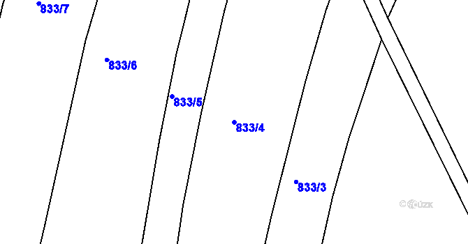 Parcela st. 833/4 v KÚ Jemnice, Katastrální mapa
