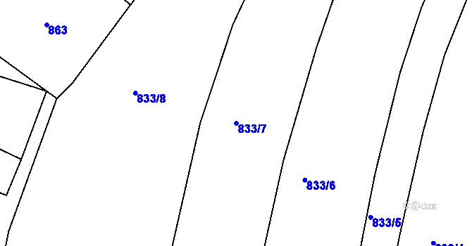 Parcela st. 833/7 v KÚ Jemnice, Katastrální mapa